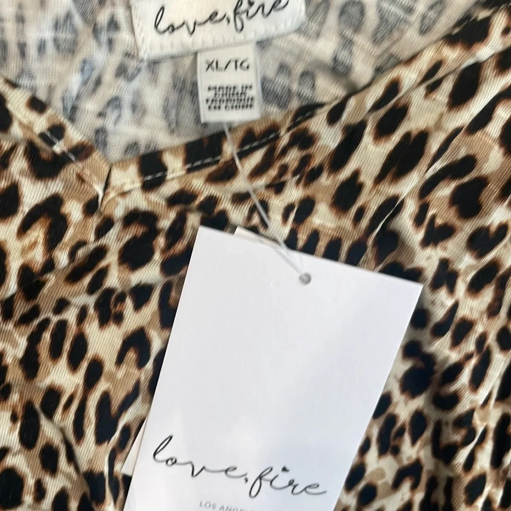 NWT Leopard Print LOVE FIRE Tiered Tank Top, Size XL